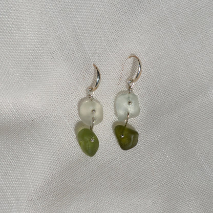 Sea Glass Earrings - Gin Fizz Silver