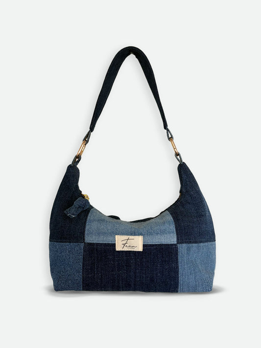 Denim Hobo Bag - Patchwork Celeste