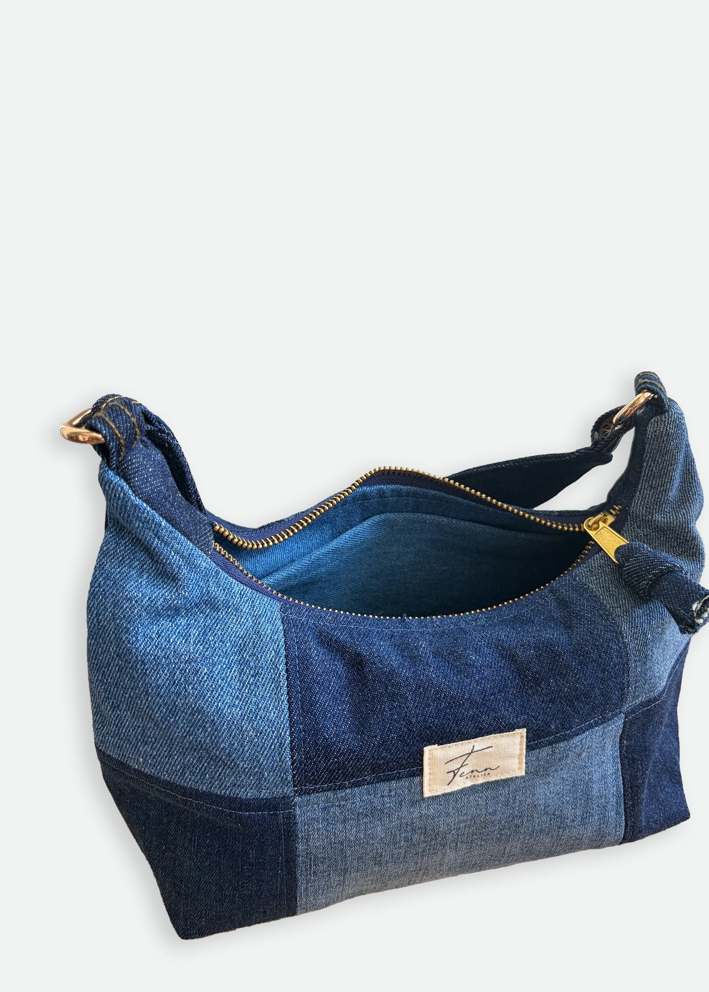 Denim Hobo Bag - Patchwork Midnight