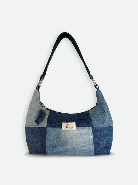 Denim Hobo Bag - Patchwork Sky