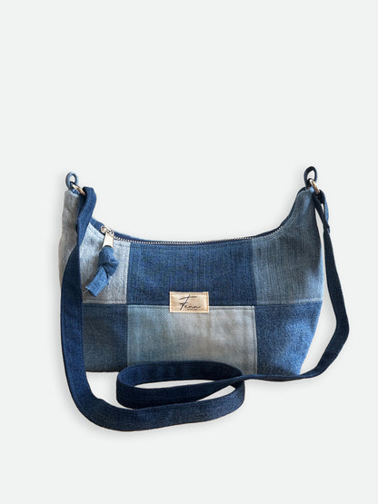 Denim Hobo Bag - Patchwork Sky