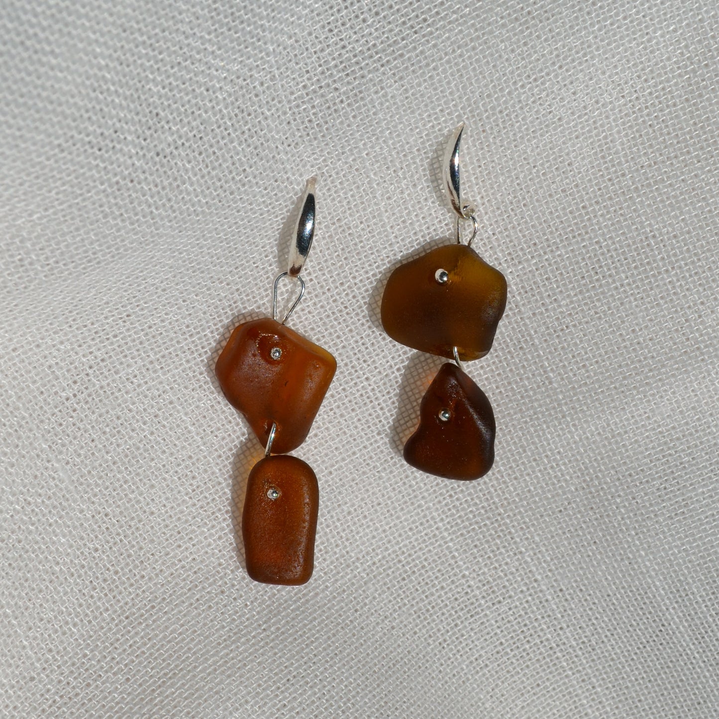 Sea Glass Earrings - Sangria Duo Silver
