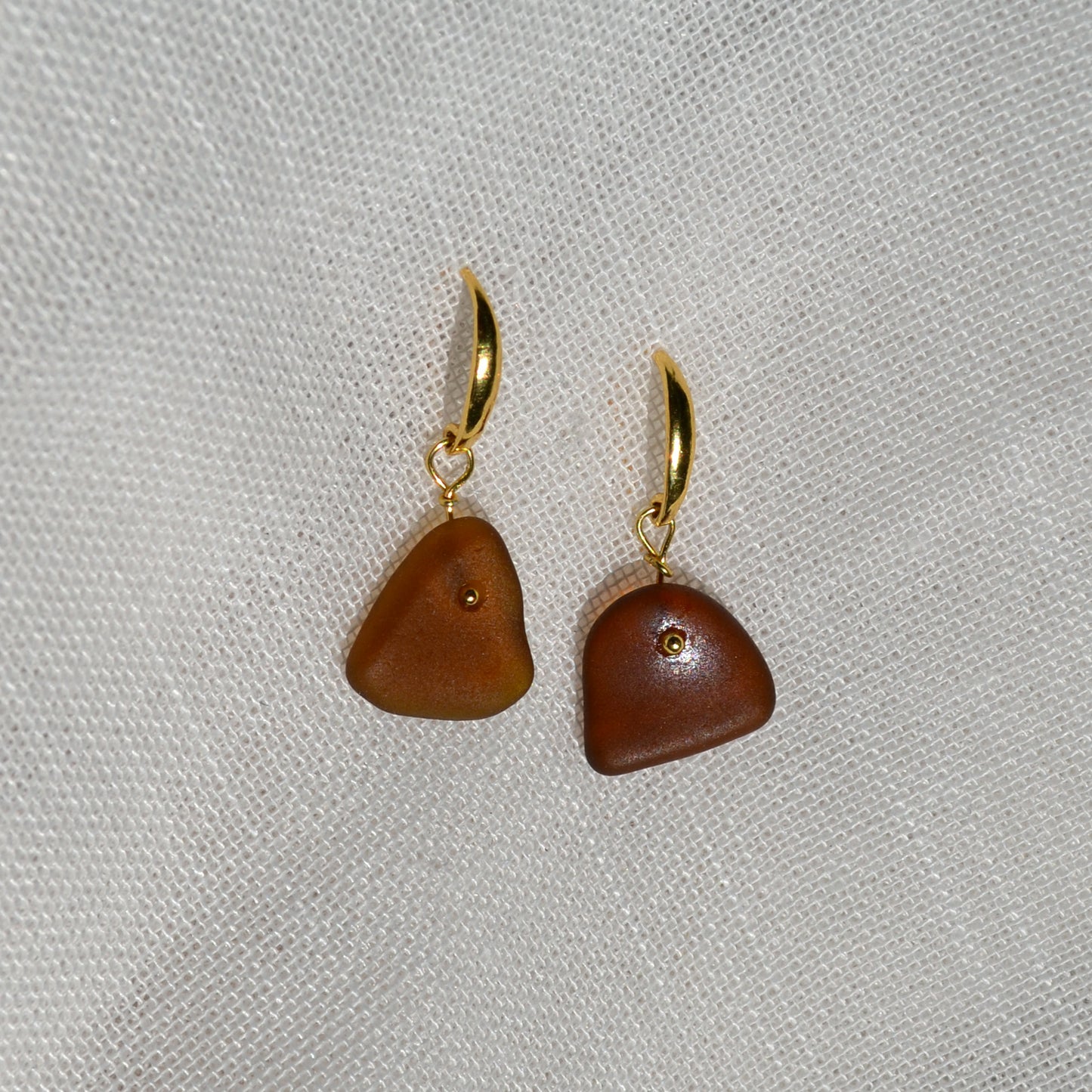 Sea Glass Earrings - Sangria Gold