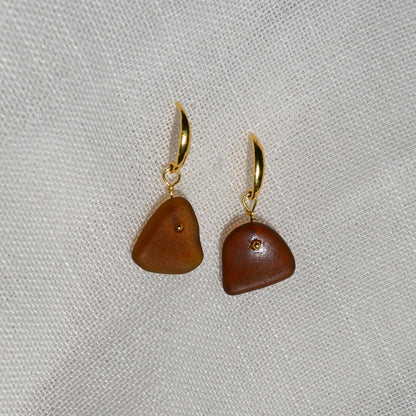 Sea Glass Earrings - Sangria Gold