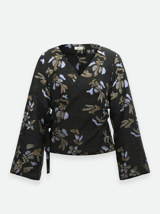 Wrap Blouse - Black Batik