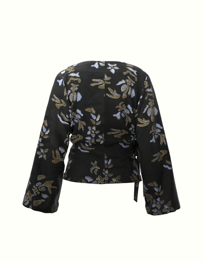 Wrap Blouse - Black Batik