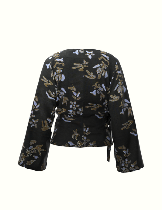 Wrap Blouse - Black Batik