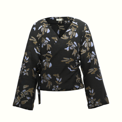 Wrap Blouse - Black Batik